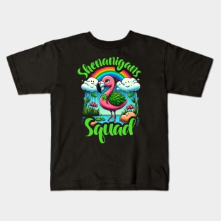 Shenanigan Squad Irish Flamingo Leprechaun St Patrick's Day Kids T-Shirt